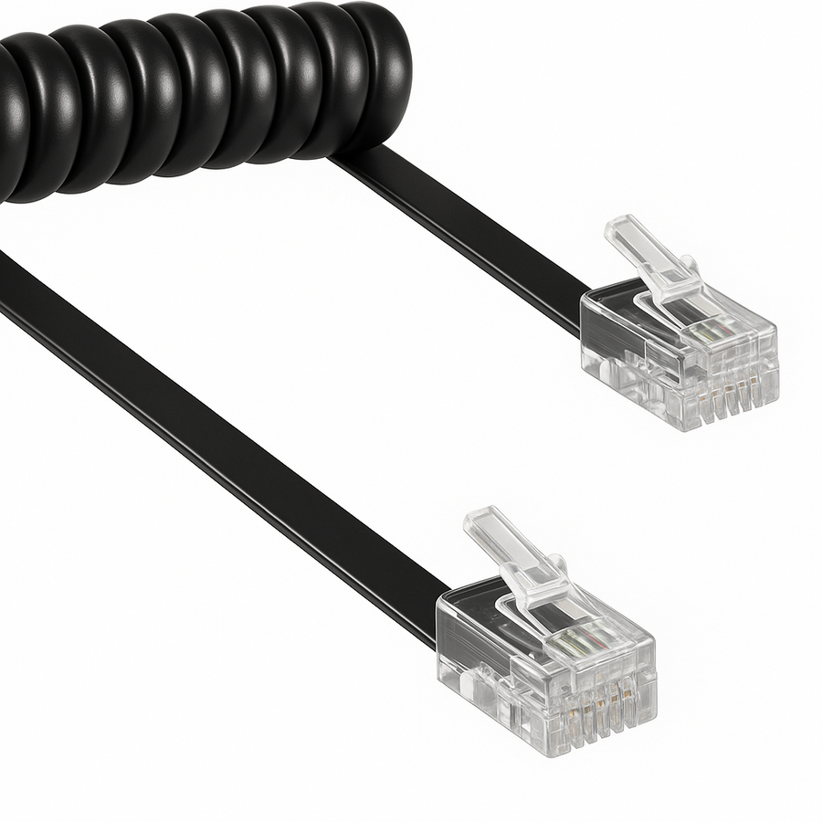 Algemeen-Telefoonhoorn Kabel RJ10 4‑aderig Spiraal - Zwart Tweedehands