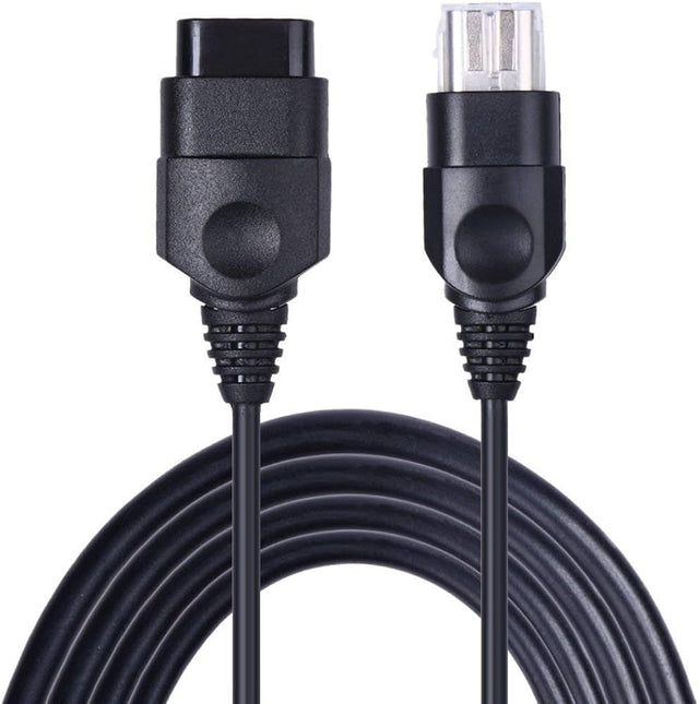 Verlengkabel voor Xbox Classic controller, zwarte kabel met beide stekkers van dichtbij