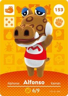 Nintendo amiibo kaart Alfonso 153, Animal Crossing series 2, oranje kaart voorkant, tweedehands