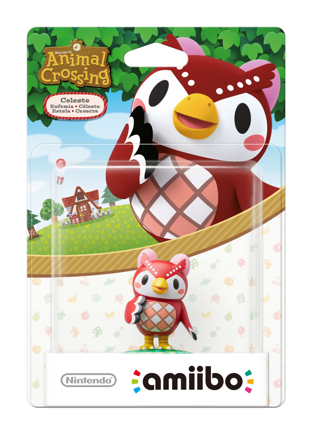 Nintendo amiibo Celeste Animal Crossing series, rode uil in blisterverpakking, voorkant