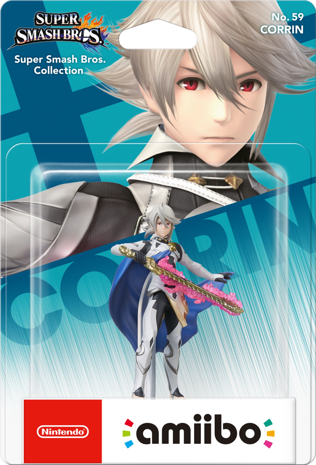 Nintendo amiibo Corrin nr. 59 Super Smash Bros. series, mannelijke Corrin met roze zwaard in blister, voorkant