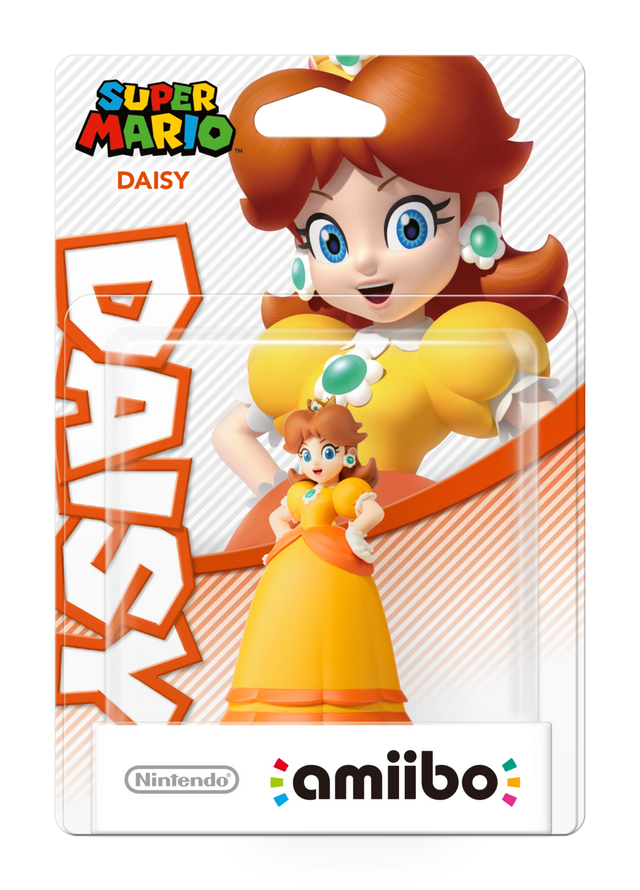 Nintendo amiibo Daisy Super Mario series, prinses Daisy in oranje jurk in blisterverpakking, voorkant