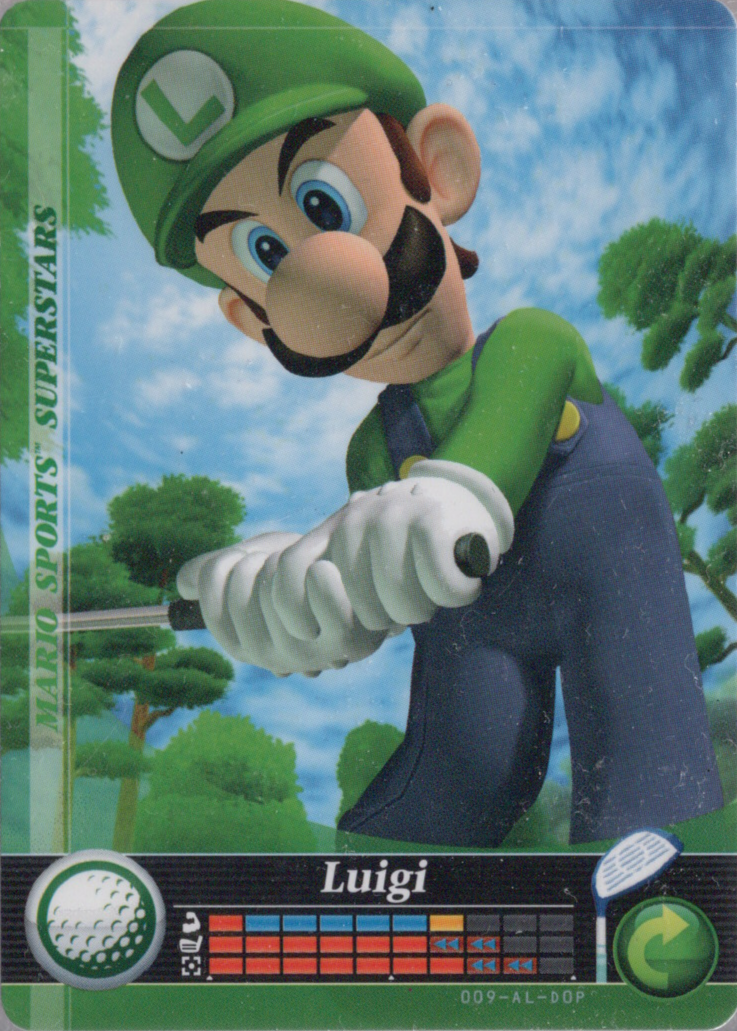 Nintendo amiibo-kaart Mario Sports Superstars Luigi, Luigi slaat een golfbal, tweedehands