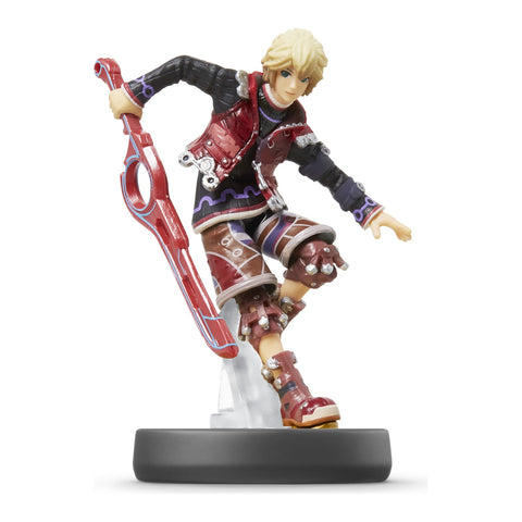 Nintendo amiibo Shulk nr. 25 Super Smash Bros.-serie, figuur met rood zwaard op zwarte voet, voorkant, tweedehands
