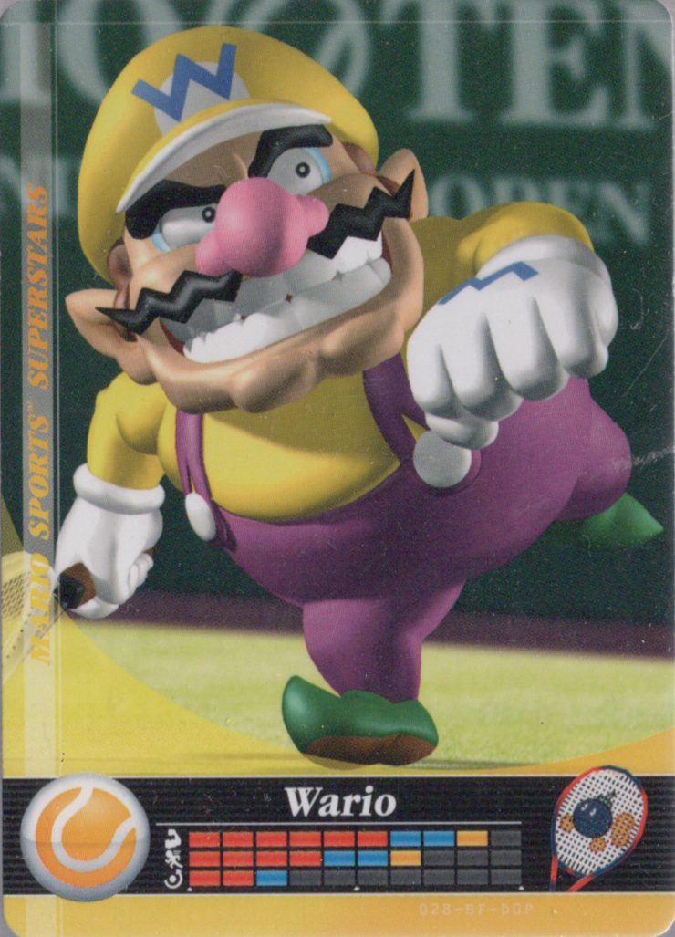 Nintendo amiibo-kaart Mario Sports Superstars Wario, Wario met tennisracket op de baan, tweedehands
