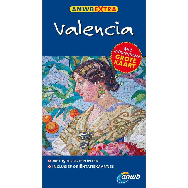 ANWB Extra Valencia, Daniel Izquierdo Hänni, blauwe omslag met een mozaïek van een vrouw, tweedehands