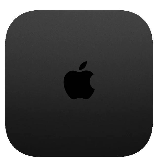 Apple TV 4K HDR A2169 zonder afstandsbediening, zwart, bovenkant met Apple-logo, tweedehands