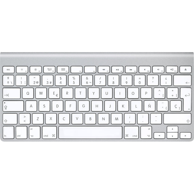 Apple draadloos Bluetooth toetsenbord A1314, zilver met witte toetsen, Spaanse QWERTY-indeling, bovenkant
