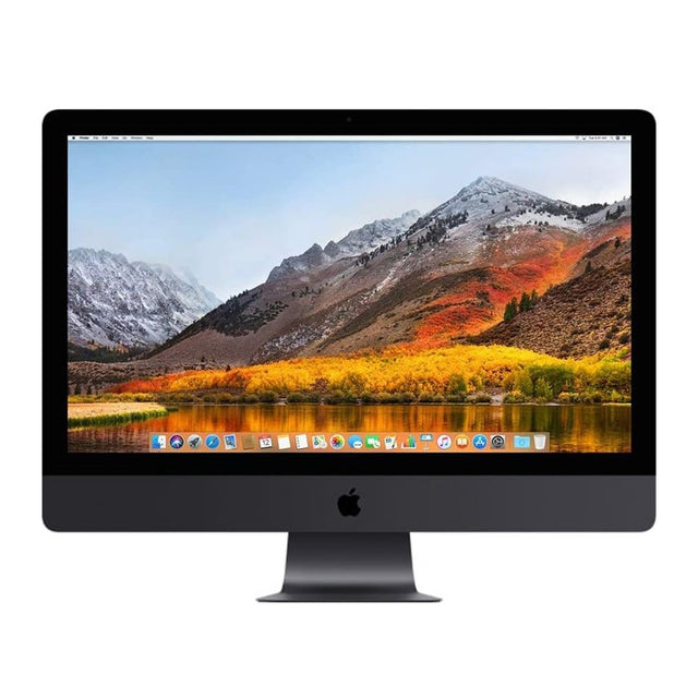 Apple iMac Pro 27 inch Retina 5K 2017 in Space Grey, voorkant met scherm en voet, tweedehands