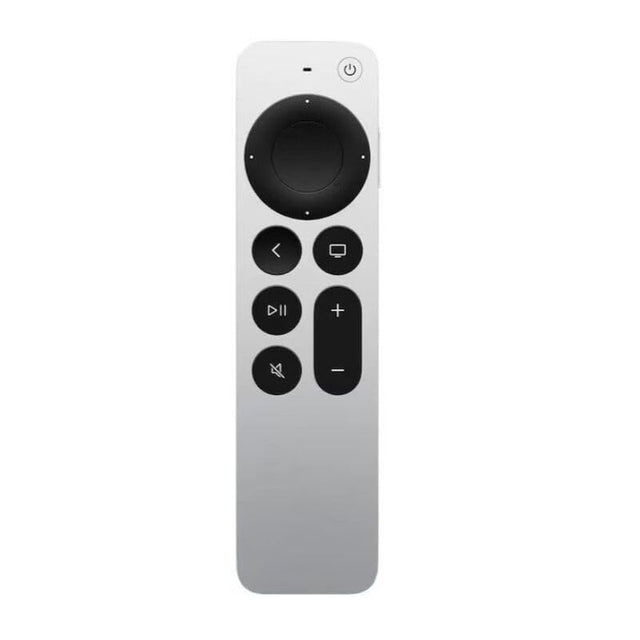 Apple Siri Remote voor Apple TV 2e generatie A2540, zilver, vooraanzicht met de bedieningsknoppen, tweedehands