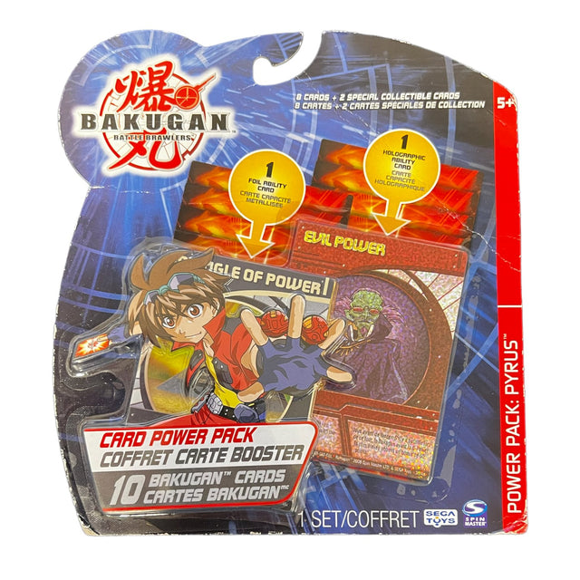 Bakugan Battle Brawlers Card Power Pack Pyrus met 10 kaarten, blisterverpakking voorkant