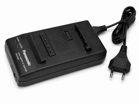 Panasonic VSK0593 oplader en netadapter voor Lumix camera, zwarte lader met netsnoer, bovenkant