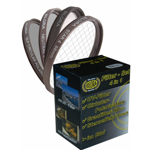 Bilora-Filter Set UV + CPL + ND4 + Star 72 mm (Nieuw)