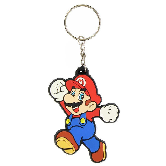 Bioworld Super Mario sleutelhanger, rubberen figuur van springende Mario