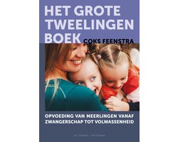 Het grote tweelingenboek, Coks Feenstra, boekomslag voorkant met een moeder en een tweeling, tweedehands