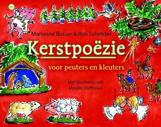 Kerstpoëzie voor peuters en kleuters, Marianne Busser en Ron Schröder, rode omslag met een kerststal, tweedehands