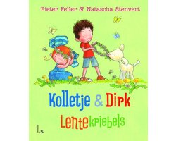 Kolletje en Dirk, Lentekriebels, Pieter Feller en Natascha Stenvert, groene omslag met kinderen en een lammetje, tweedehands