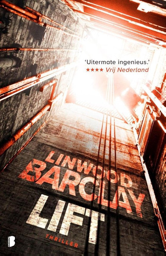 Lift, Linwood Barclay, thriller, boekomslag voorkant met een liftschacht, tweedehands