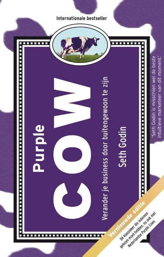 Purple Cow, Seth Godin, boekomslag voorkant, tweedehands
