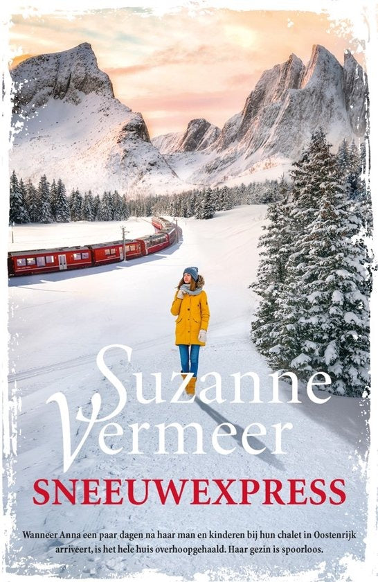 Sneeuwexpress, Suzanne Vermeer, omslag met rode trein in een sneeuwlandschap, tweedehands