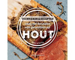 Technieken en recepten voor het bereiden van gerechten op hout, Adler en Fertig, omslag met vlees op een plank, tweedehands
