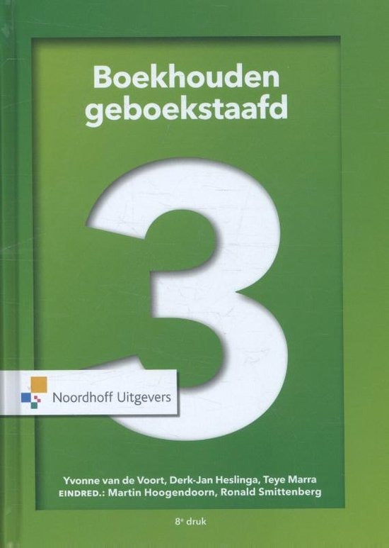 Boekhouden geboekstaafd 3, Yvonne van de Voort, groene omslag met een groot wit cijfer 3, tweedehands