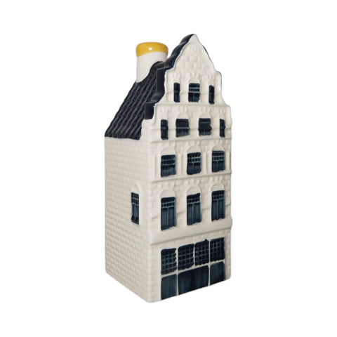 Bols KLM huisje 41, Delfts blauw miniatuurgrachtenpand met halsgevel, voorkant, tweedehands