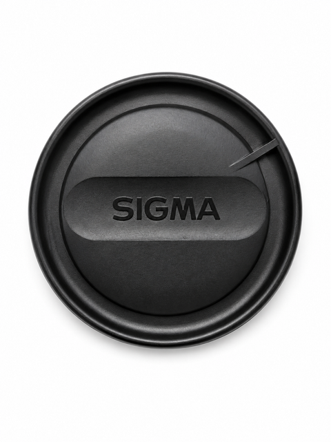 Sigma achterlensdop voor Canon EF-mount AF lenzen, zwart met Sigma-logo op een verdiepte balk, voorkant
