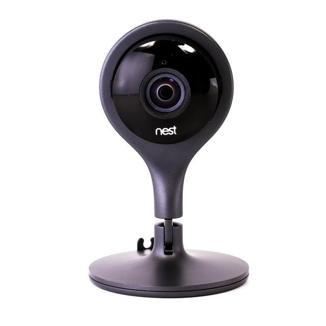 Google Nest Cam Indoor beveiligingscamera NC1102, zwart, op de standaard