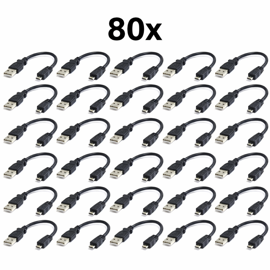 80x Micro USB Kabel 15 cm USB-A naar Micro USB