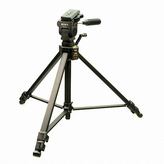 Sony VCT-700 statief voor camera en camcorder, zwart, uitgeklapt met videokop en draaihendel, tweedehands