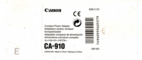 Canon-CA‑910 AC-Adapter / Lader voor Camcorders XL1, GL1, Optura (Nieuw)