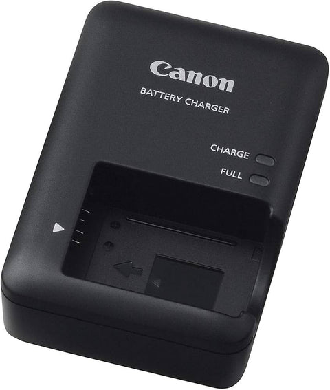 Canon CB-2LC acculader, zwart, bovenkant met accusleuf en lampjes Charge en Full, tweedehands