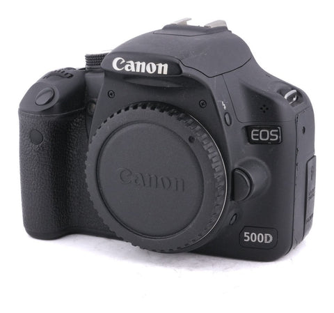 Canon EOS 500D Spiegelreflexcamera Body - Zwart, vooraanzicht
