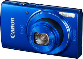Canon IXUS 155 digitale compactcamera, blauw, schuin van voren met 10x zoomlens, tweedehands