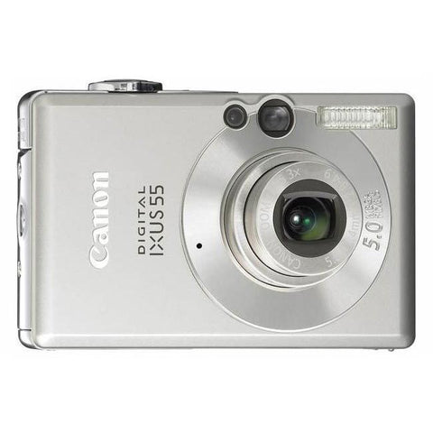 Canon Digital IXUS 55 digitale compactcamera, zilver, voorkant met 3x zoomlens en 5.0 megapixel
