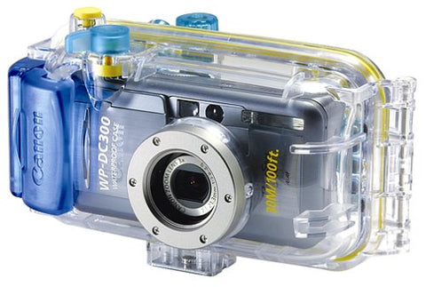 Canon WP-DC300 onderwaterbehuizing voor PowerShot S30 tot S50, transparant, met een camera ter illustratie erin, tweedehands