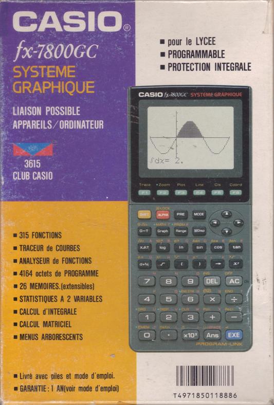 Casio fx-7800GC grafische rekenmachine - Grijs, originele doos voorkant
