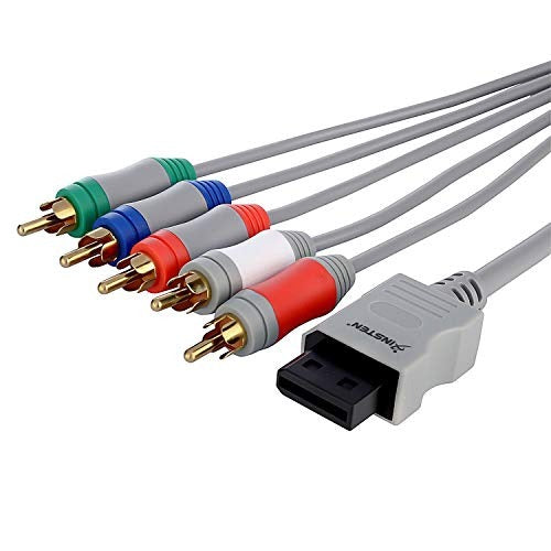 Component kabel voor Nintendo Wii, grijs, Wii AV-stekker en vijf gekleurde tulpstekkers, opschrift Insten, tweedehands