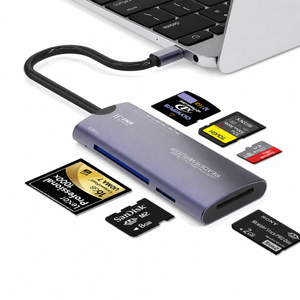 USB-C 6-in-1 Kaartlezer / Card Reader - SD, microSD, CF, XD-Picture, MS, M2 (Nieuw)