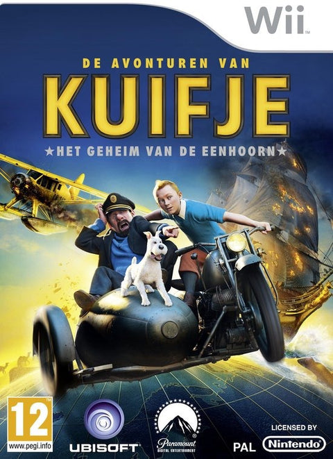 Nintendo Wii De Avonturen van Kuifje Het Geheim van de Eenhoorn, doos voorkant, Nederlandse uitgave, tweedehands