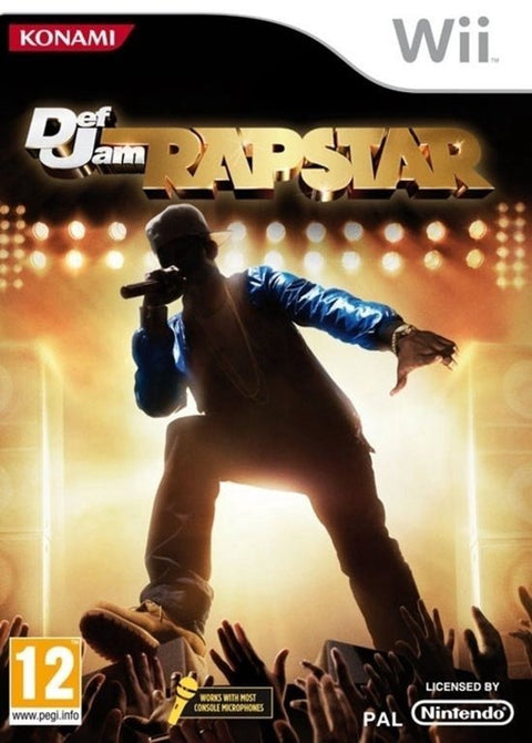 Nintendo Wii Def Jam Rapstar van Konami, doos voorkant met rapper op een podium, tweedehands