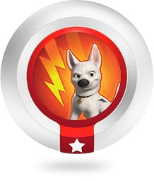 Disney Infinity Power Disc Bolt's Super Strength, ronde schijf met rode rand en witte hond Bolt met bliksemschicht