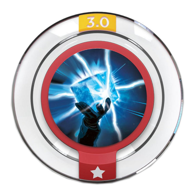 Disney Infinity Power Disc Cosmic Cube Blast, ronde 3.0-schijf met rode rand en hand met lichtgevende blauwe kubus