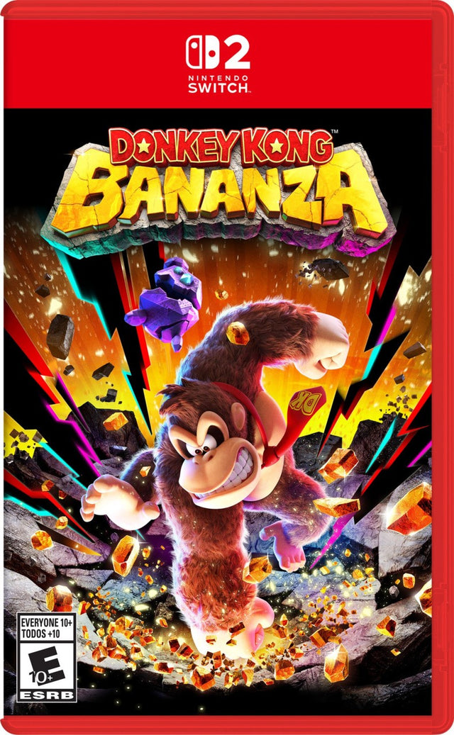 Nintendo Switch 2 Donkey Kong Bananza, doos voorkant, Amerikaanse ESRB-uitgave, tweedehands
