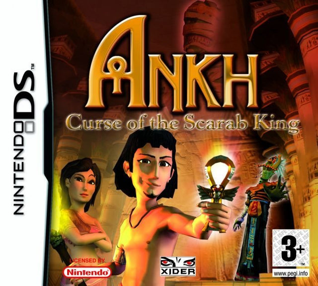 Nintendo DS Ankh Curse of the Scarab King van Xider, doos voorkant met Assil en een ankh, tweedehands