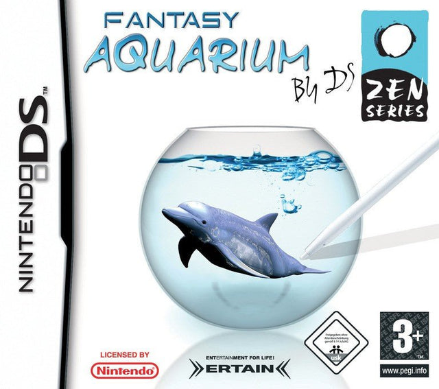 Nintendo DS Fantasy Aquarium by DS, doos voorkant met dolfijn in een viskom