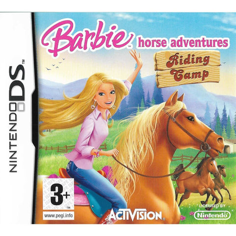 Nintendo DS Barbie Horse Adventures Riding Camp van Activision, doos voorkant met Barbie op een paard, tweedehands
