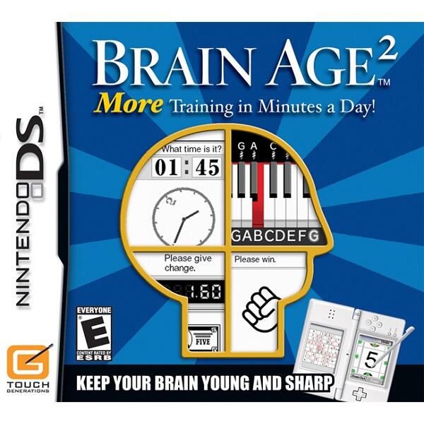 Nintendo DS Brain Age 2 More Training in Minutes a Day, doos voorkant, Amerikaanse ESRB-uitgave