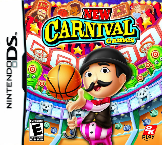 Nintendo DS Carnival Games, doos voorkant van het vervolg New Carnival Games van 2K Play, Amerikaanse ESRB-uitgave
